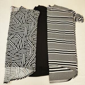 LuLaroe Women's Large Lot of 3 Irma High-Low Tops Black White